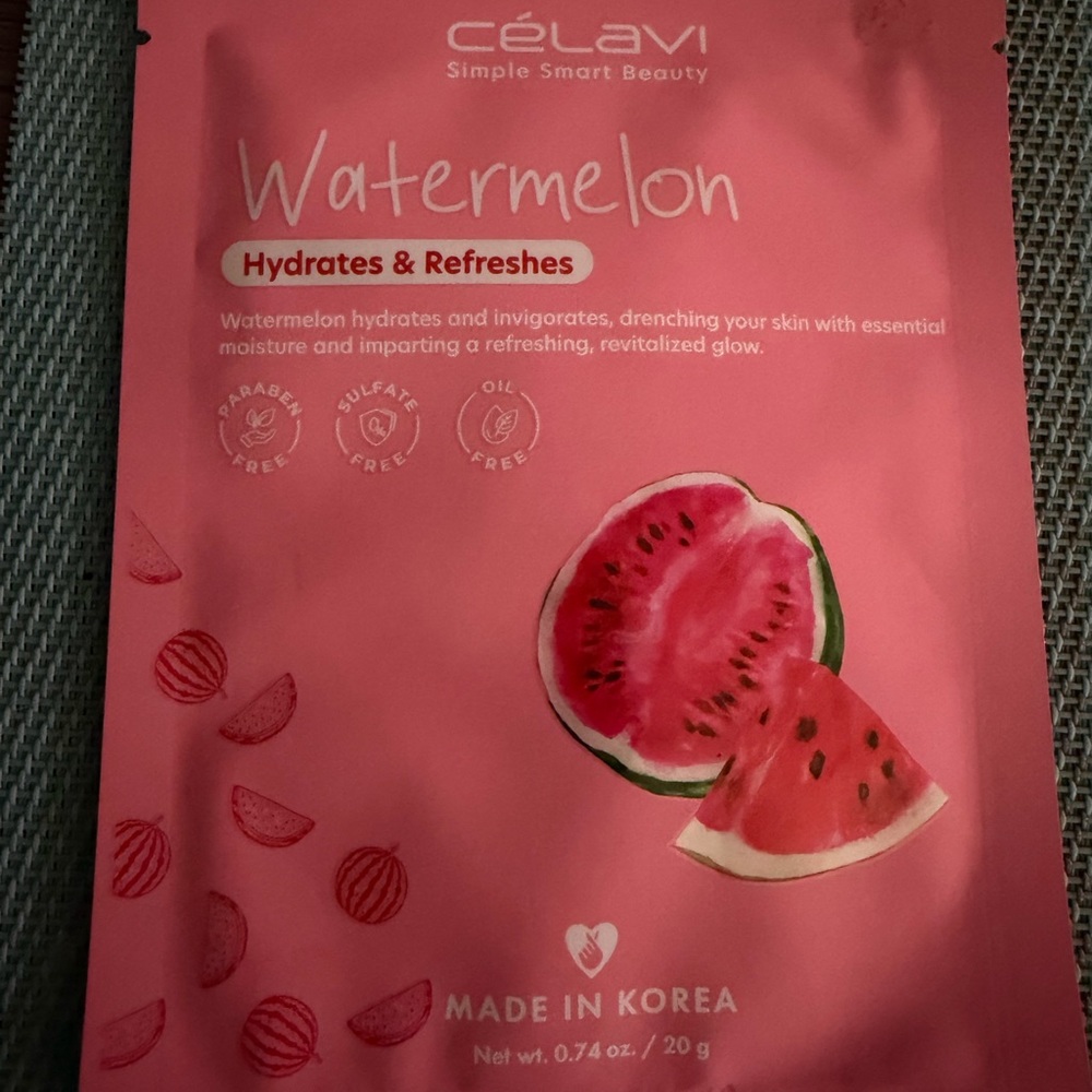 CélaVi Watermelon Hydrating Face Mask - Pink